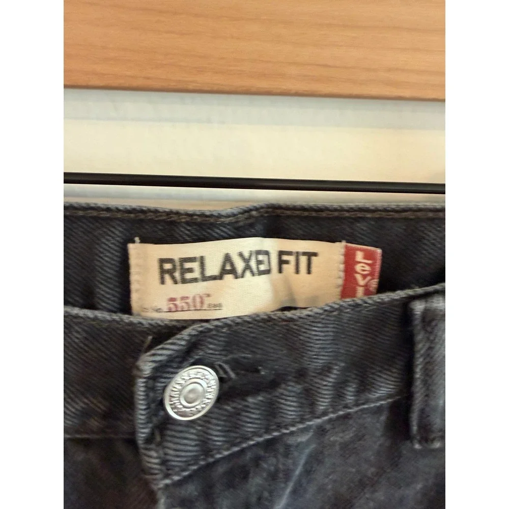 Levis 550 Relaxed Fit Black Denim Jeans Mens 38x30 Tapered Leg 100% Cotton
